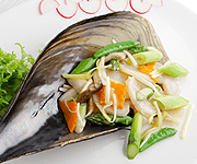 平貝と季節野菜の炒め